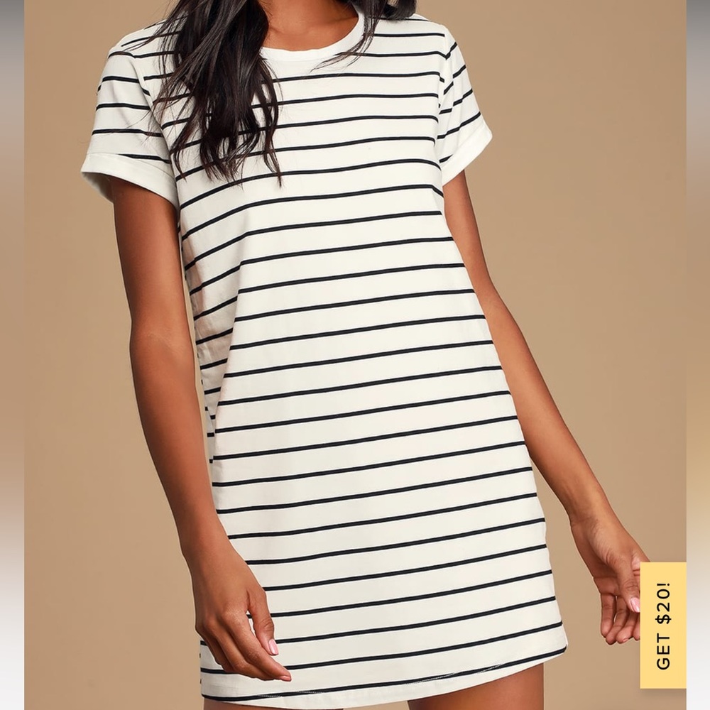 Lulus Black & White Striped Shirt Dress - size XS